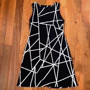 Tommy Hilfiger Black White Geometric Print Sleeveless Dress